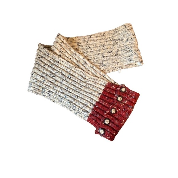 Simply Noelle Oatmeal & Maroon Knit Infinity Scarf O/S - Picture 1 of 9